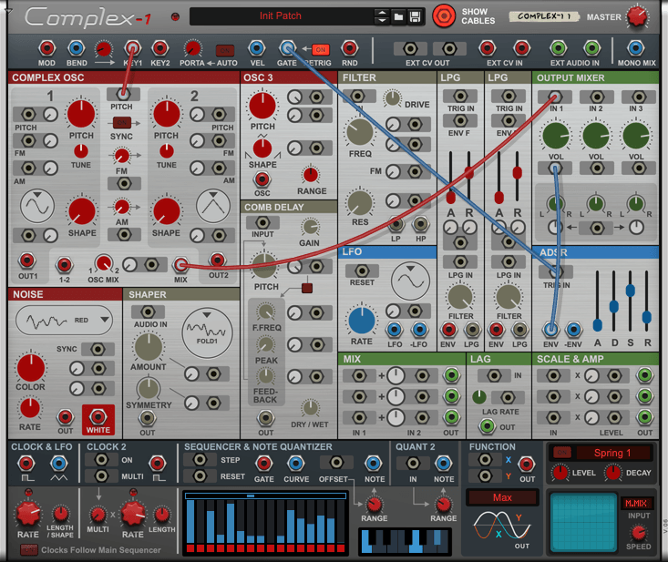 A screenshot of the Reason Rack device Complex-1 showing the initialized patch.