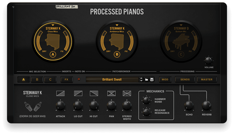 A screenshot of the Reason Rack Device Processed Pianos