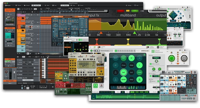 A screenshot of the Reason DAW and Devices included in Reason Complete.
